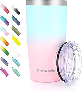 Pandaria 20 oz Stainless Steel Vacuum Insulated Tumbler with Lid - Double Wall Travel Mug Water Coffee Cup for Ice Drink & Hot Beverage, Ombre Bubble