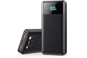 LANLUK Portable Charger 40800mAh Power Bank with 3 Built-in Cable,25W PD USB C in&Out Power Bank Fast Phone Charging,QC4.0 LED Display Portable Battery Pack Compatible with iPhone 16/15, Galaxy Android-Black