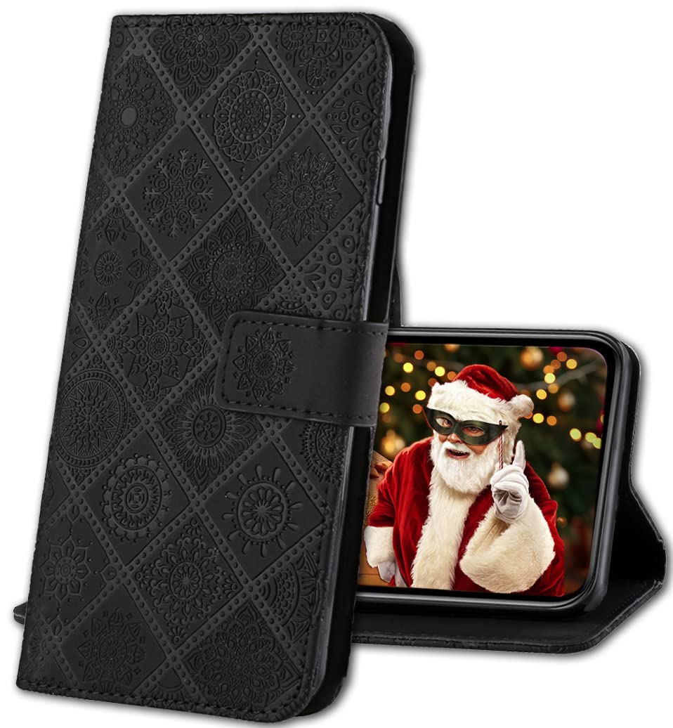 IMIRST Phone Flip Case for Xiaomi Redmi Note 11 4G / Redmi 10, Premium PU Leather Embossing Design Protective Cover Stand Wallet Case Compatible for Xiaomi Redmi Note 11 4G / Redmi 10. XC3 Black