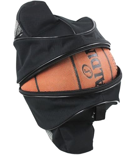 Sac à Ballon En Maille Avec Poche Zippée - Bandoulière Réglable Pour Basket, Football, Volley, Plage - 6