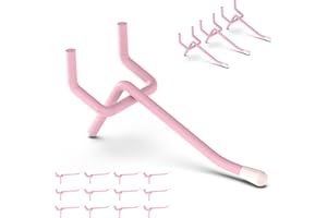 HUHOLE Pegboard Hooks 2 Inch 50PC, Pink Peg Board Hooks, Fit 1/4" or 1/8" Pegboard, Ideal Peg Board Organizer Accessories for Wall Display, Crafts Organization, Kitchen Organizer (Pink, 2 Inch)