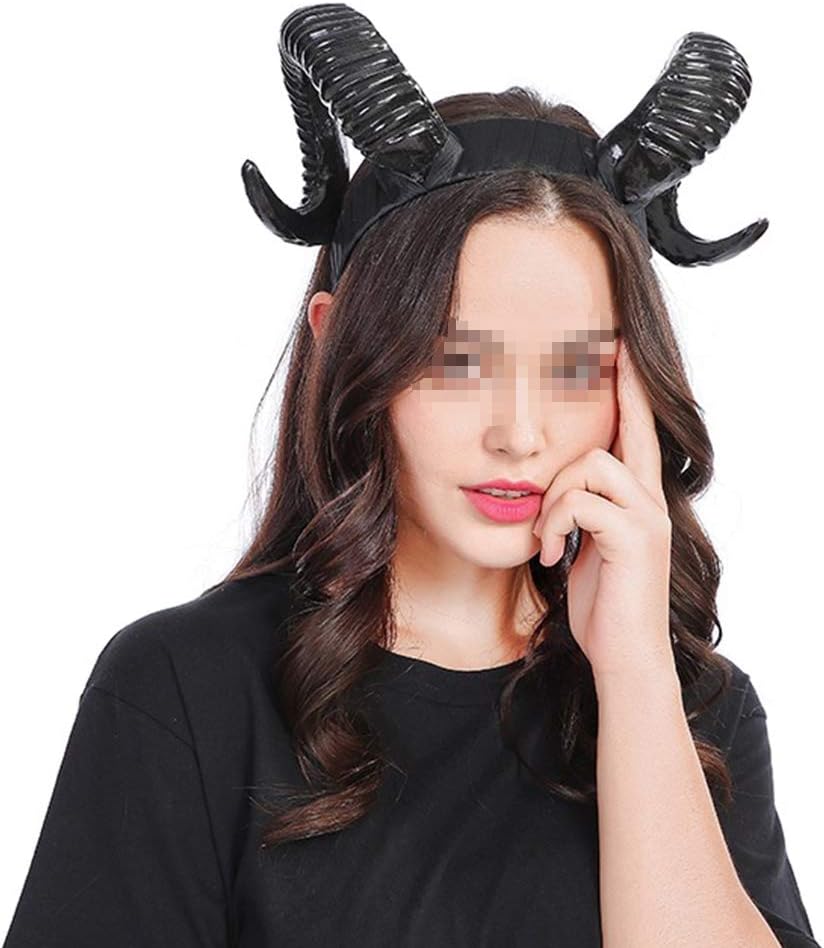 Large Horn Headband Black Devil Horn Hair Hoop Cosplay Ox Hair Accessories for Halloween Costume Cosplay Photo Props 27x12.5 Cm - Image 5