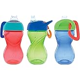 Nuby No-Spill Clik-It Soft Spout Sippy Cup with Carabiner Clip - (3-Pack) 10 oz - Baby Sippy Cup for 6+ Month Old with Easy G