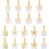 KISSITTY Butterfly Charms 36pcs Handmade Lampwork Crystal Gradient Colorful Dangles 9 Colors for DIY Necklaces Earrings Bracelets Jewelry Key Chain Making Crafting for Women