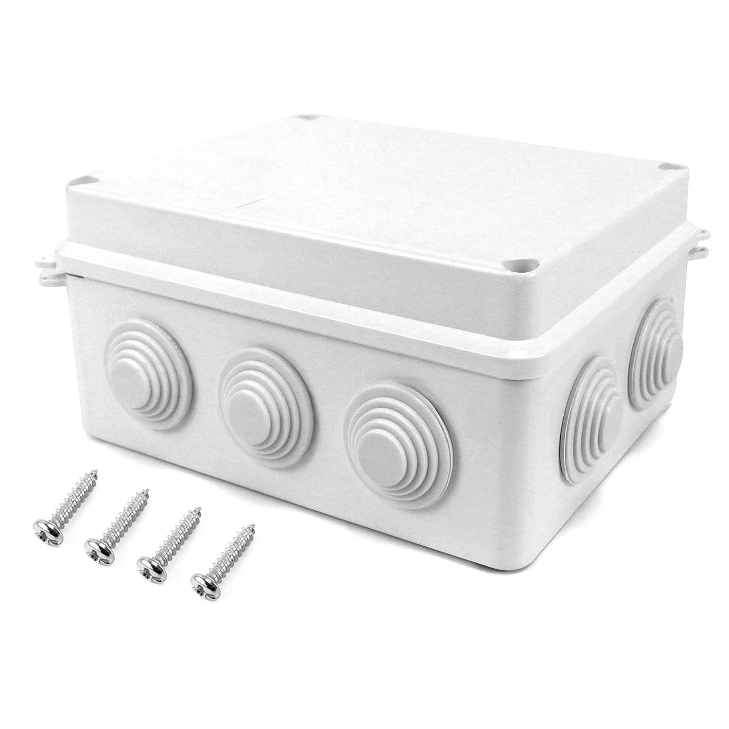 QWORK ABS Plastic Waterproof Dustproof Electrical Junction Box, IP65, White