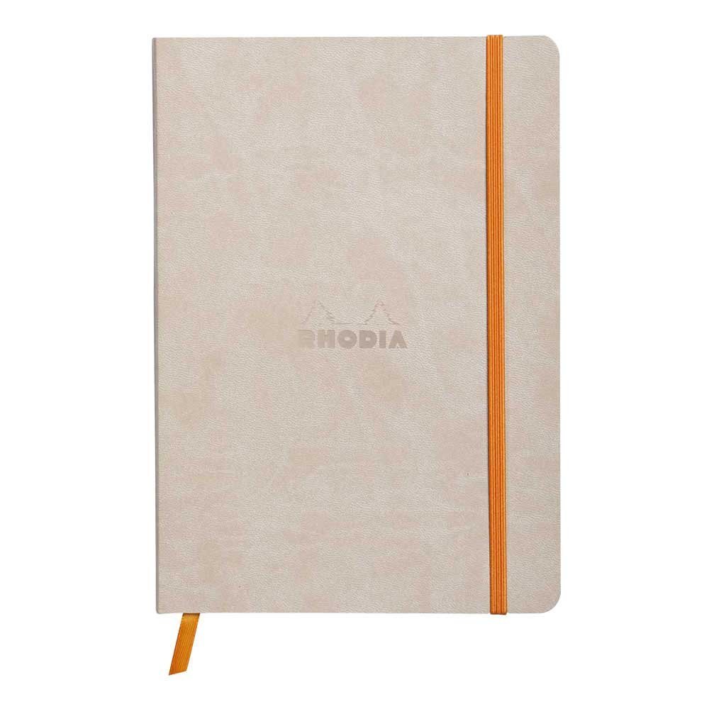 RHODIA 117455C - Beige Flexible Notebook - A5 - Dotted Dot - 160 pages - Ivory Clairefontaine Paper 90 g/m - Bookmark, Elastic Closure - Faux Leather Cover - Rhodiarama Collection โ image 1