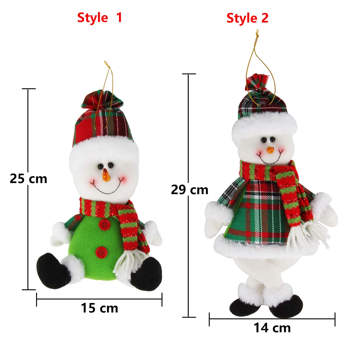 Dreampark Christmas Tree Ornaments, 6 Pack Xmas Plush Hanging Ornaments Holiday Party Decor Festive Season Pendant - Santa/Snowman/Reindeer Ornaments for Christmas Tree Decorations
