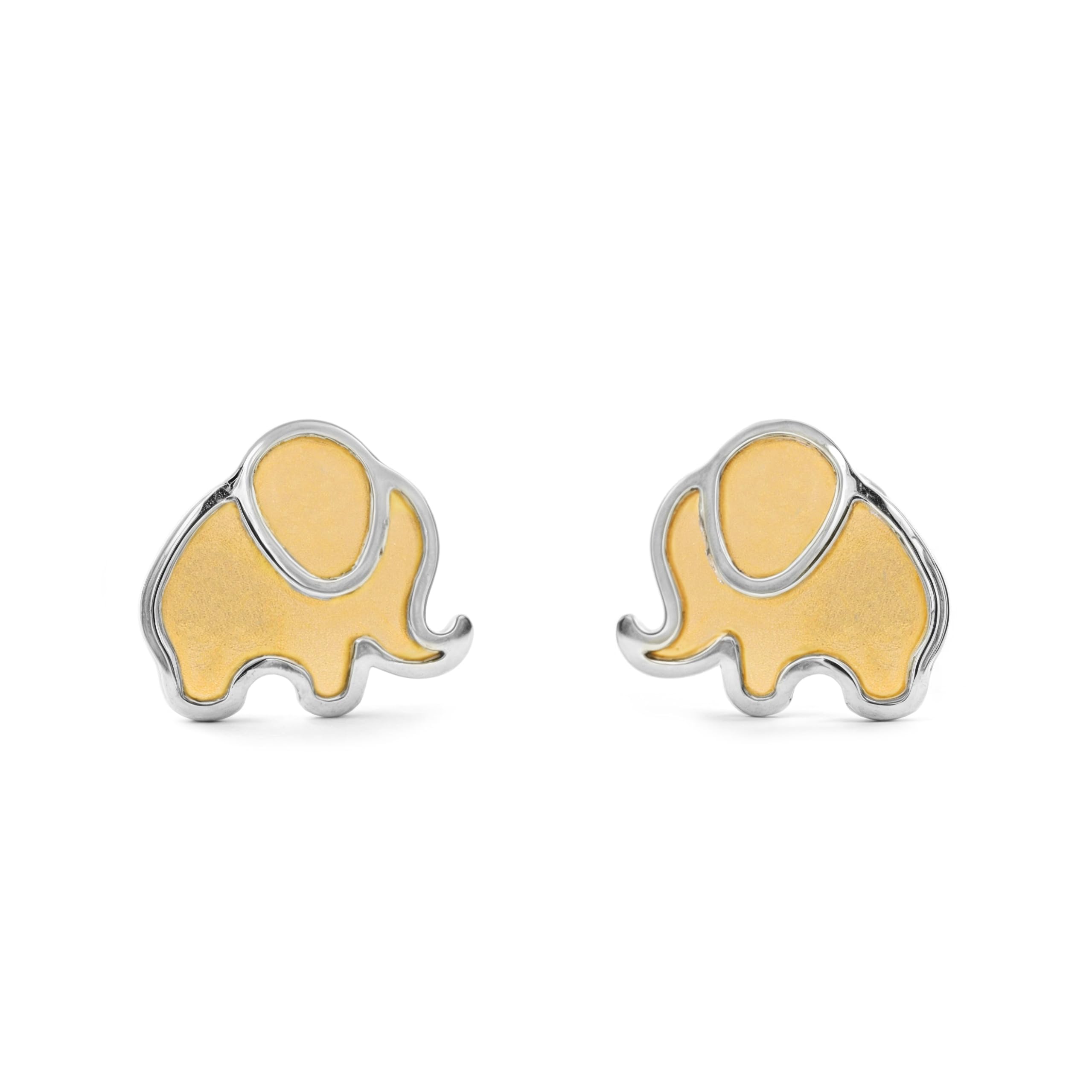 18ct Yellow and white elephant Gold Children's Earrings