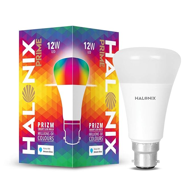 Halonix Prime Prizm Smart 12W Base B22 Wi-Fi LED Bulb, Compatible with Amazon Alexa &