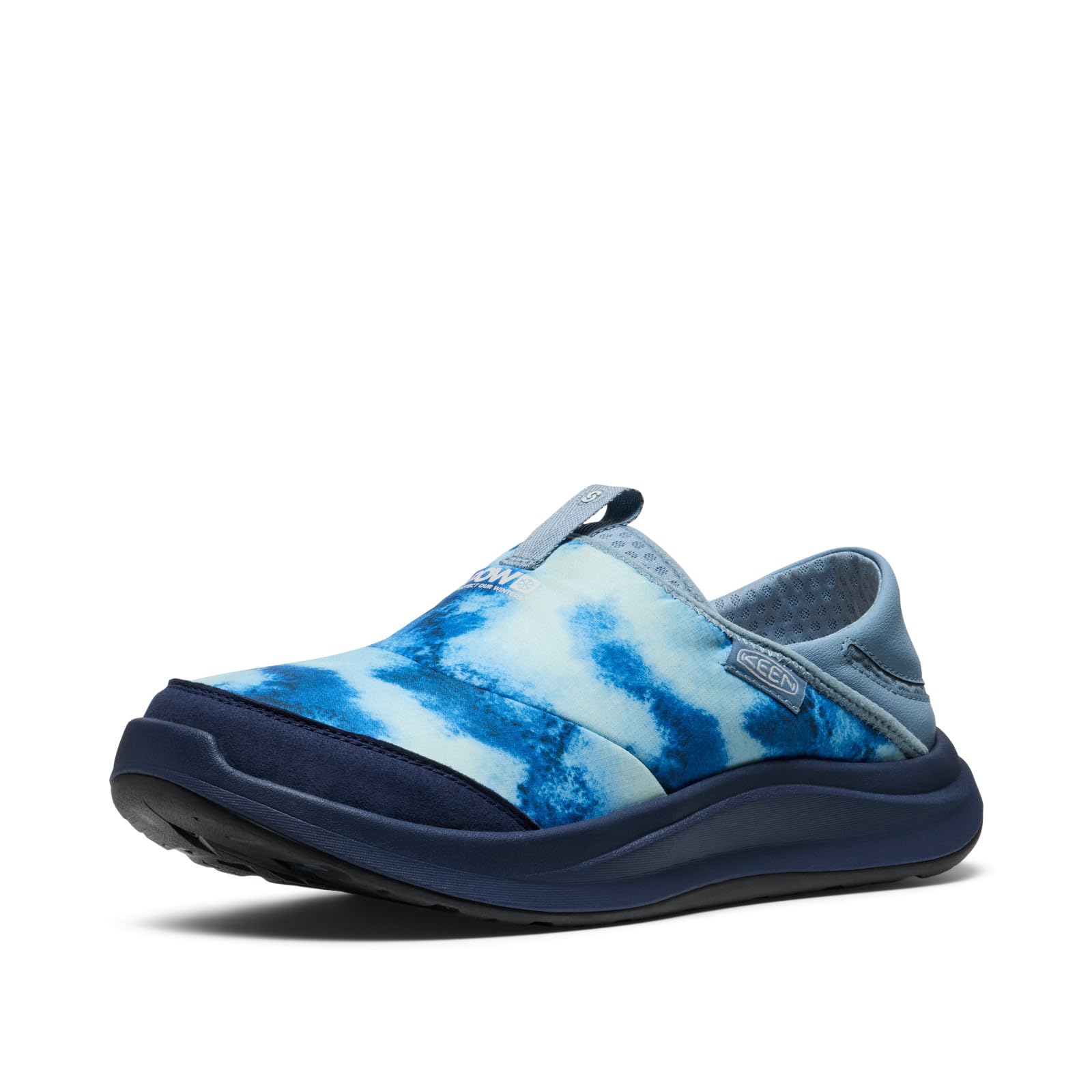KEEN Men’s Whyser Lightweight Comfortable Recycled Material Crushback Slip On Shoes, Pow Glacier Blue, 9