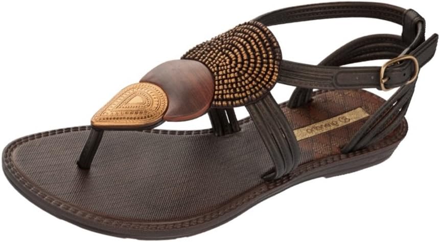 Dance Girls Flip Flops Beach Flat Sandals Ankle Strap-Black-11K