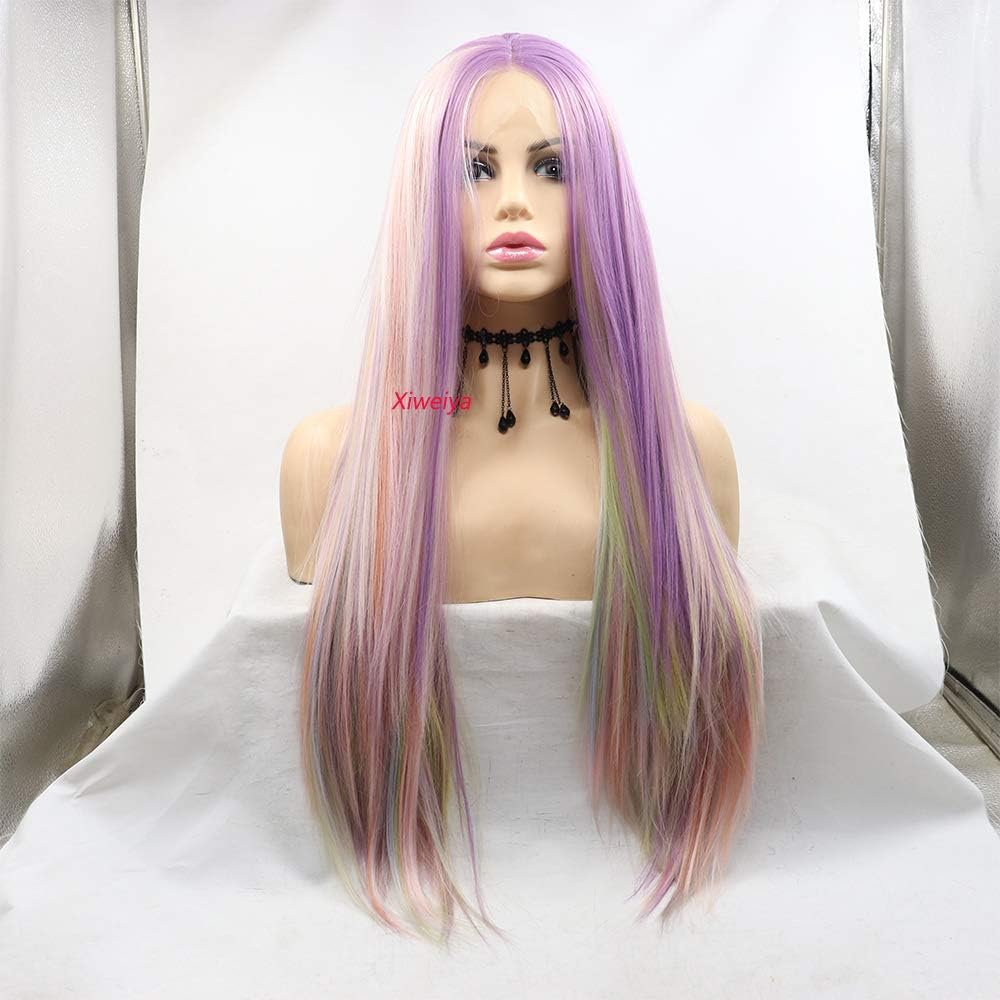 xiweiya Black Orange Half Color Lace Front Wig Long Silky Straight Ginger Orange Wigs Soft Hair Heat Resistant Fiber Wig 150% Density Hair for Women 26inch