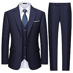 MAGE MALE Mens Two Button 3-Piece Suits Slim Fit