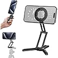 Magnetic Pocket Phone Tripod Foldable Compatible with Magsafe for iPhone 16/15/14/13/12 Plus Pro Max Series, MG03 PRO Aluminium Smartphone Mini Tripod Cell Phone Stand Magnet Quick Mount