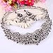 EVER FAITH Women's Austrian Crystal Flower Cluster Teardrop Necklace Earrings Set Black Silver-Tone