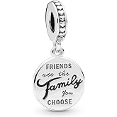 PANDORA Friends Are Family Dangle Charm | Sterling Silver &amp; Enamel, Jewelry for Women with Gift Box, Compatible with PANDORA Moments