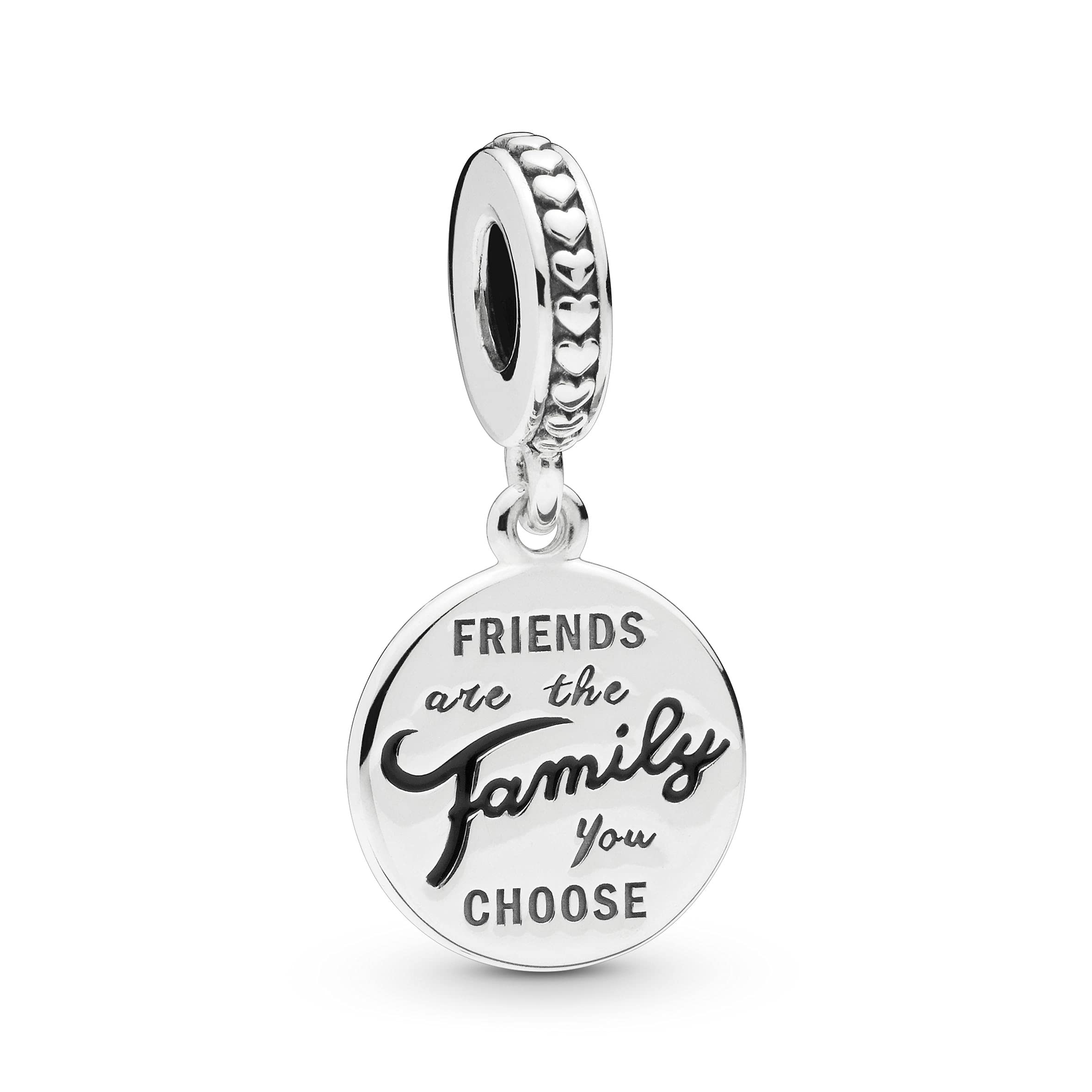 PANDORA Moments Women's Sterling Silver Friends are Family Dangle Charm for Bracelet, No Box