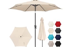AckMizz 7.5ft Outdoor Patio Umbrella - Table Umbrella Waterprool UV Protection, Sombrillas de Patio with Push Button Tilt&Crank, Sun Umbrella for Pool, Porch, Garden, Deck, Backyard(Beige)