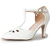J. Adams Pepper Mary Janes - Vintage Cutout Low Kitten Heels Retro T Strap Pumps