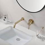 PHASAT Brushed Gold Wall Mounted Basin Tap Hot Cold Mixer PTBB06LG view 2