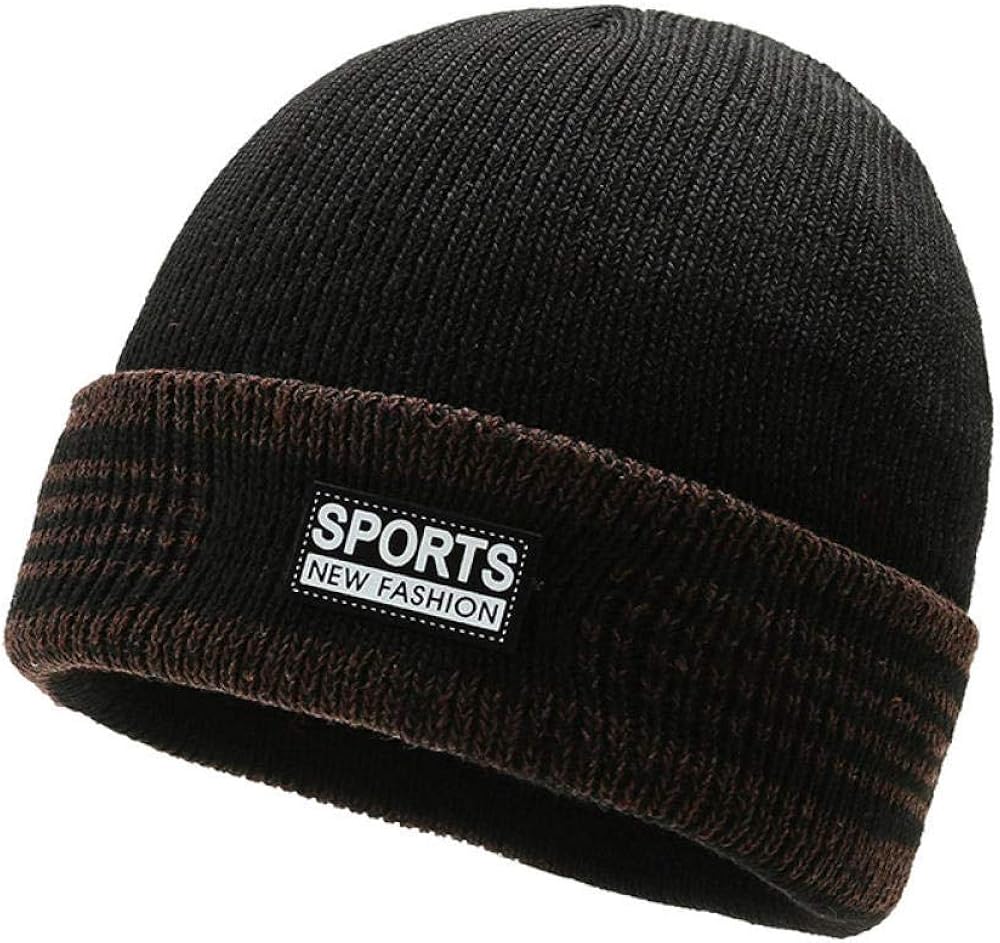 Winter Black Hat for Men Solid Woolen Thickened Knit Hats Beanies Warm