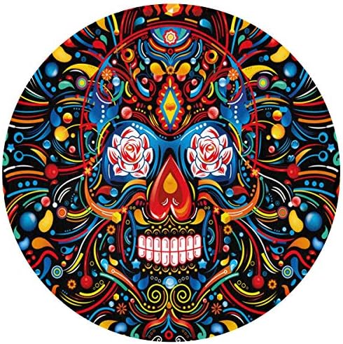 Zeajant Round Area Rug Non-Slip Mexican Skull Art Entrance Rug Floor Mat Door Mat Rug Indoor/Outdoor/Front Door/Bedroom Mats