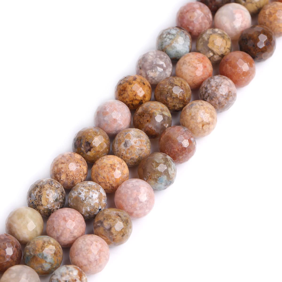 Sweet & Happy Girl's Store 12mm Round Faceted Gemstone Multicolar Agate Beads Strand 15 Inch Jewellery Making Beads