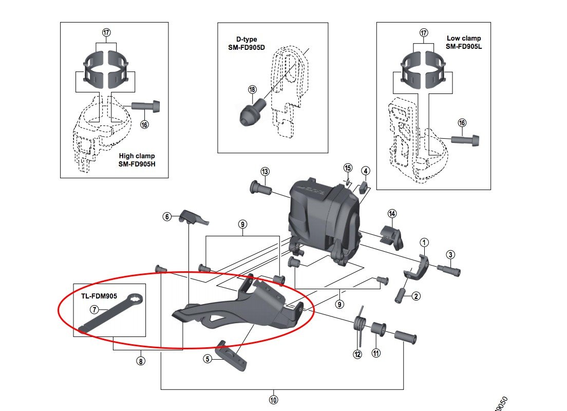 Shimano SPARE PART FDM9070 chain guide assy&TLFDM905