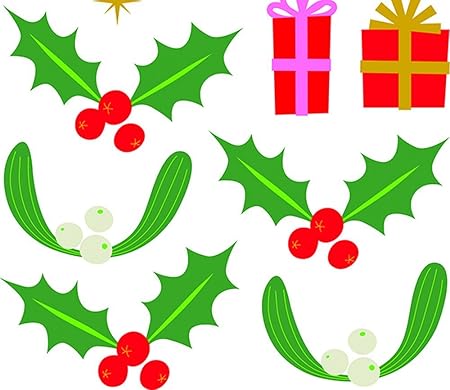 Immagini Agrifoglio Di Natale.Nouvelles Images Nuove Immagini Adesivi Di Natale Design Rami Di Agrifoglio Di Gui Polivinilcloruro Multicolore 36 X 24 X 0 02 Cm Amazon It Casa E Cucina