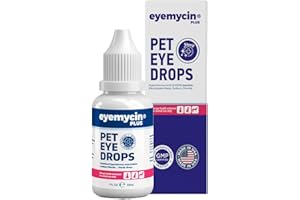 QUQU NATURAL EYEMYCIN dog eye drops and cat eye drops , pet eye drop , Vet-Recommended Dog Eye Infection Treatment to Soothe Infection Allergy,Relieve Dry Eyes Pink Eyes, Pet Tear Stain Cleaner Horses 1 fl oz