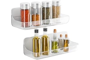 Hpessoterr 2 Pack Acryilc No Drill Shelf, Stick On Wall Organizer Storage with 4 Pack Strong Adhesive,for Storage, Perfect As