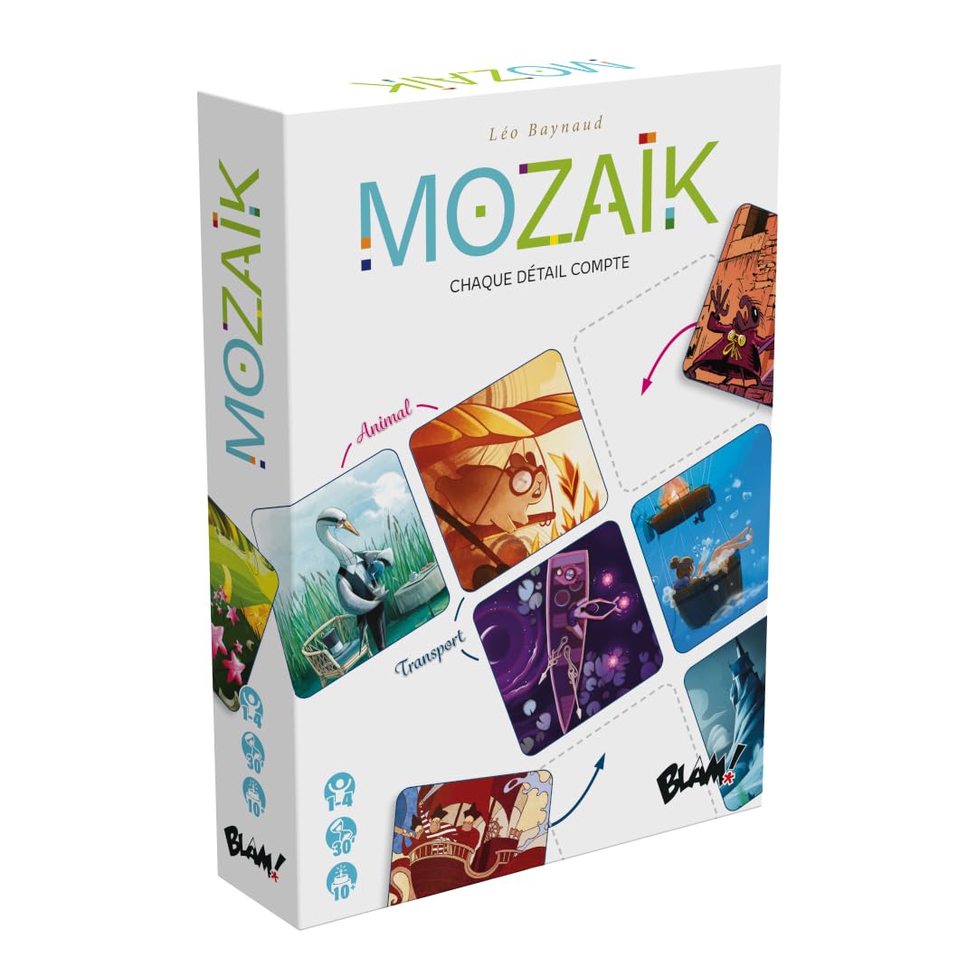 Mozaïk – Family Strategy & Matching Game – 1‑4 Players, 10 Years+, Games 20–30 Min – 89 Original Illustrations, Solo Mode – by Blam! - Blackrock Games