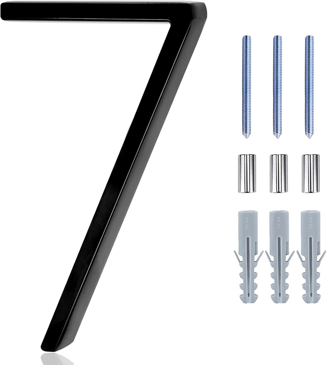 Address Signs - House Address Numbers, 5 Inch Metal Modern House Numbers,Floating Numbers for Garden Door Mailbox Decor with Nail Kit and Instructions, Black (Number 7)