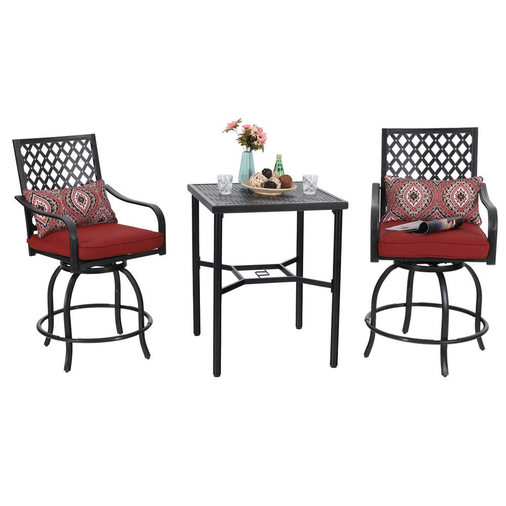 Amazon Com Outdoor Bistro 3 Set Bar Height 3 Piece Patio Set 2