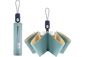 RXHOSIGAY Color Glue Coating Sun Umbrella UV Protection Compact Folding Windproof Parasols Travel Auto Open Close Blocking UV 99.98%