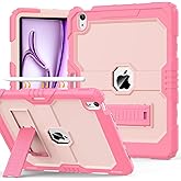 OKP Case for New iPad Air 13 inch M3 (2025), for iPad Air 13-inch M2 (2024), Heavy Duty Shockproof Rugged iPad Air 13'' Protective Cover with Pencil Holder & Built-in Stand, Pink+Light Pink