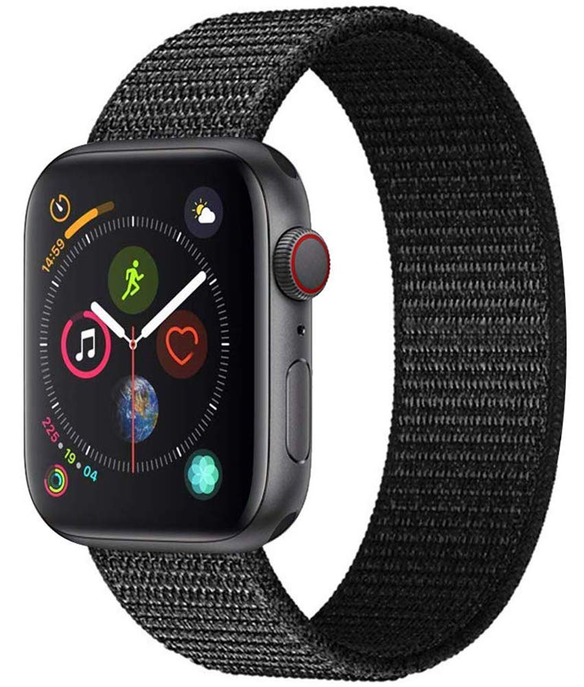 Replacement Band for Apple Watch 38mm 42mm 40mm 44mm Soft Nylon Strap for Women Men Compatible with iWatch Series 5 4 3 2 1 (Dark Black, 42/44mm)
