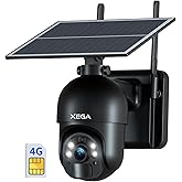 Xega 4G LTE Cellular Security Camera Outdoor Solar Camera Wireless Built-in SIM Card, 2K HD Color Night Vision PTZ 360° View, Smart PIR Motion Detection, 2-Way Talk, No WiFi, IP66