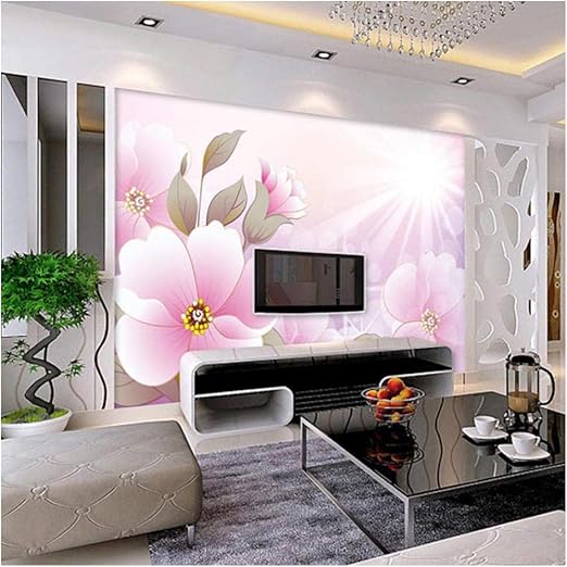 Gtfzjb Moderne Mode Rosa Blumen Foto Wandbild Tapete Wohnzimmer Tv Sofa Schlafzimmer Hintergrund Wand Wohnkultur Fresko Tapete 3d 200x177cm Amazon De Baumarkt