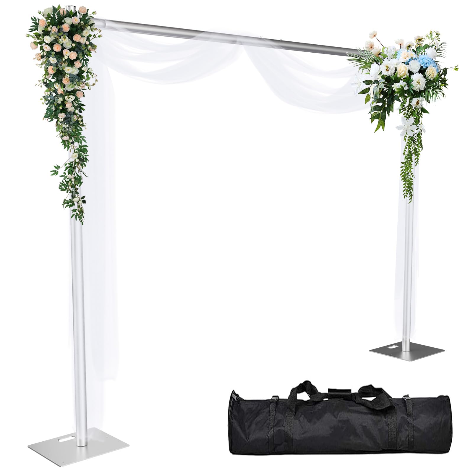 Photo 1 of ** FACTORY SEALED** Kinchoix Pipe and Drape Backdrop Stand 8ftx10ft Adjustable Background Support System Heavy Duty Background Stand for Wedding Banquet Decorations Silvery