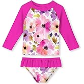 Funnycokid Girls Rash Guard Swimsuit Set Long Sleeve Bathing Suit Two Piece 2-10 Years
