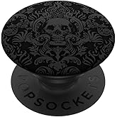 Black Skull Bones Head Skeleton Bone Goth Gothic Pattern PopSockets Adhesive PopGrip