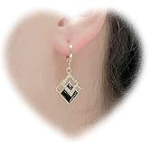 W WEILIRIAN Boho Crystal Square Earrings Square Hoop Earrings Black Square Dangle Earrings Geometric Hoop Drop Earrings Jewelry for Women and Girls Gifts