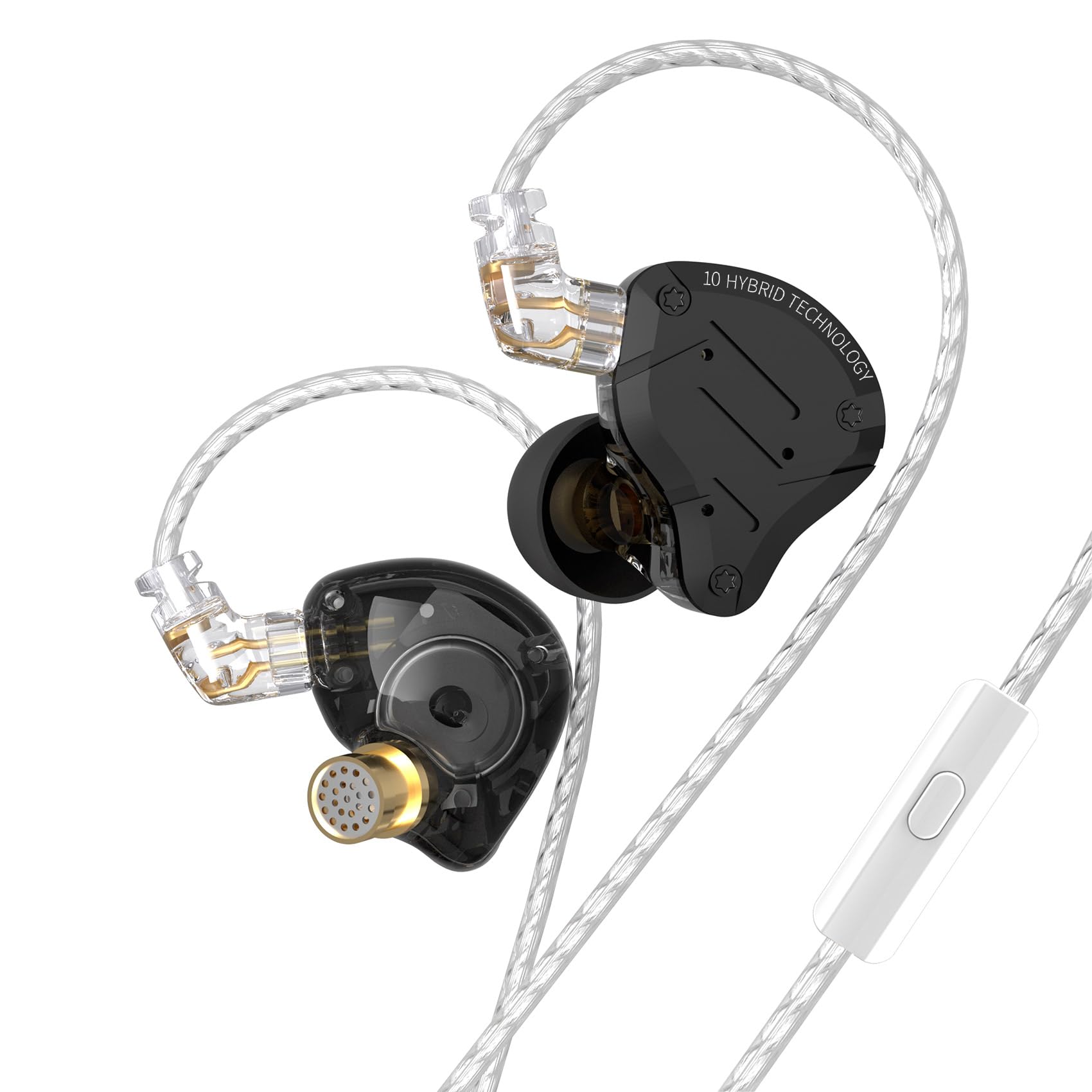 KINBOOFI KZ ZS10Pro in Ear Monitor, 4BA 1DD KZ Headphone Multi Driver in Ear Earphone IEM, on Stage HiFi Monitor for Singer Guitarist Drummer (With Microphone, Matte Black)