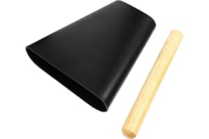 EXCEART Percussion Instrument Cow Bell Noise Maker with Wooden Stick Metal Cowbell 6 Inch Wood Beater Stick for Percussion Drum Set Football Games Sporting Celebrating Events Wooden Stick