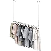 Adjustable Hanging Closet Rod, Extender Hanging Rod, Closet Hanging Organizer, Heavy Duty Closet Bar, Hanging Rod (1 Pack, Chrome)