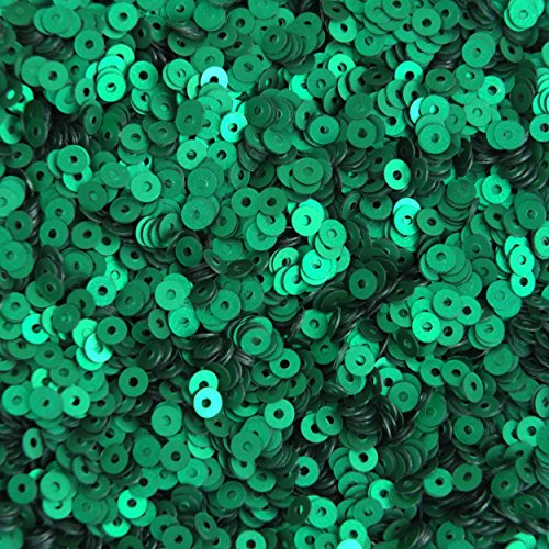 3mm Round Flat Sequins Green Matte Silk Frost. Made in USA