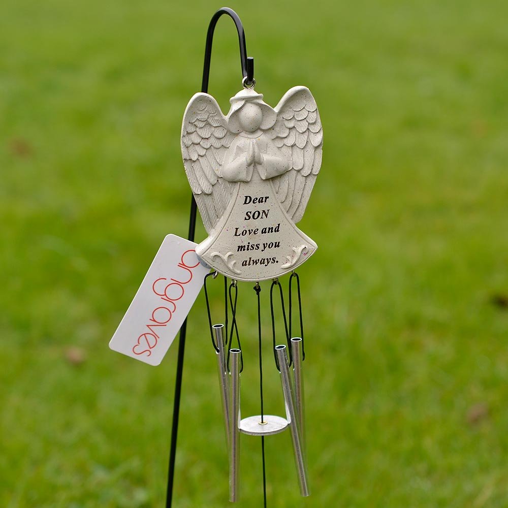 Angraves Dear Son Guardian Angel Love & Miss You Graveside Memorial Wind Chime