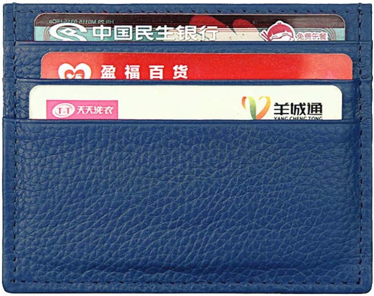 Hibate Genuine Leather Unisex Slim Credit Card Case Holder Sleeve Wallet - Blue, A_blue, One_Size - Image 3