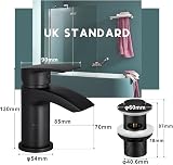 Peppermint Matte Black Waterfall Bath Basin Mixer Taps Set Deck Mount Pop-up view 7